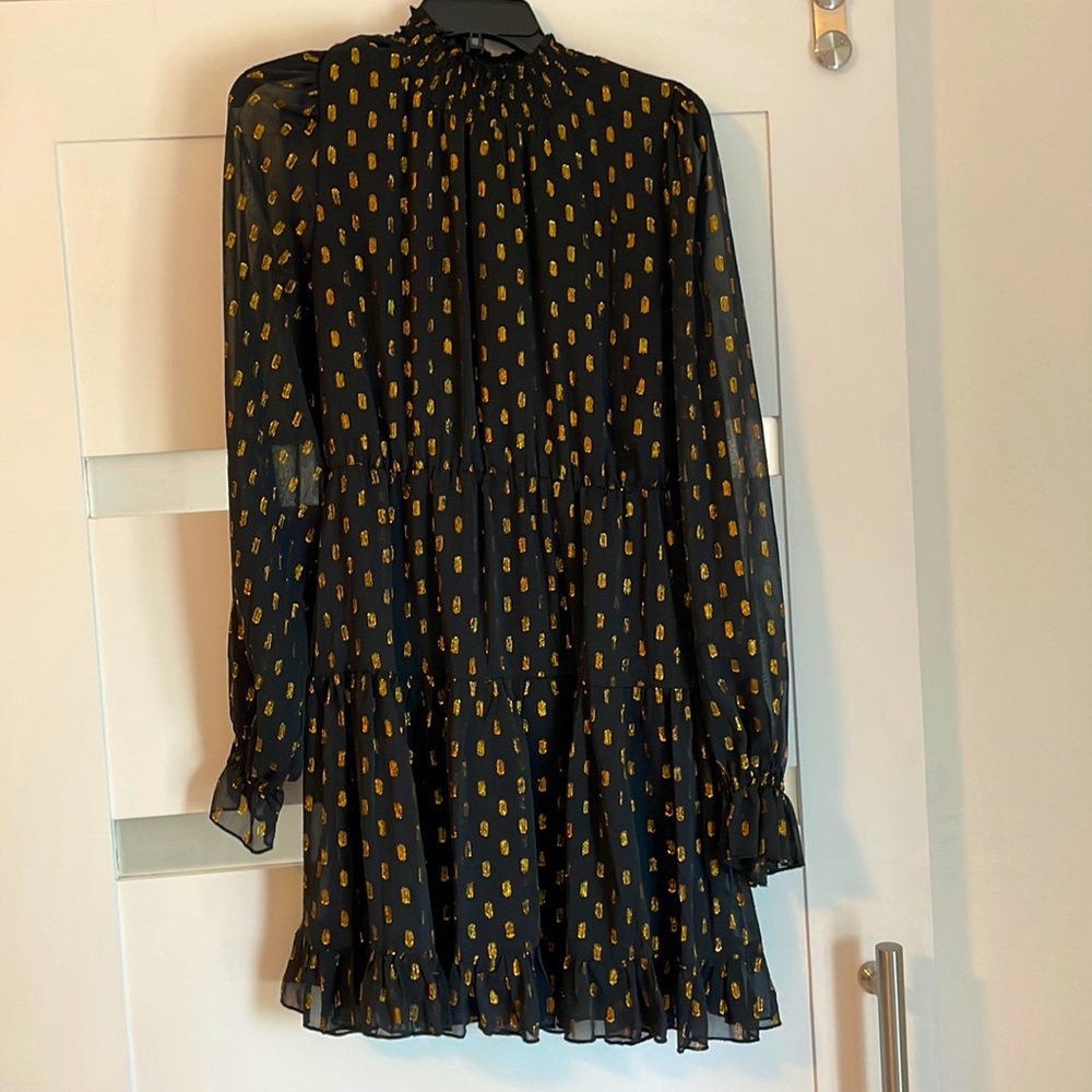O.P.T - black metallic gold dress.